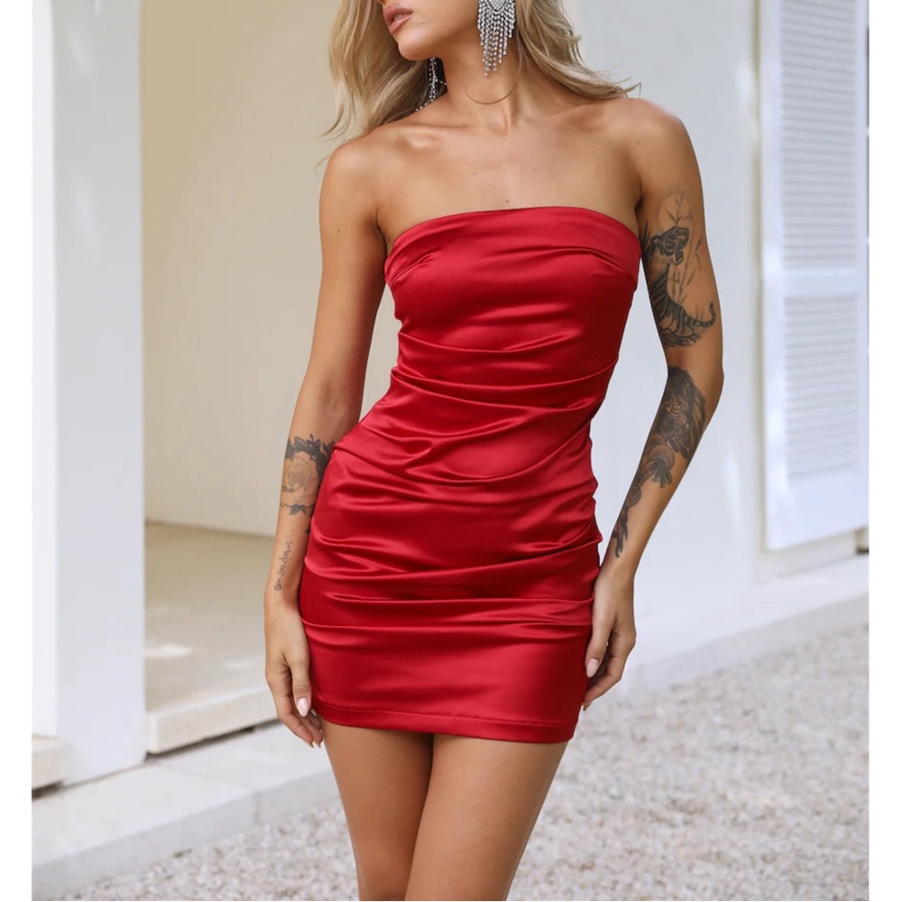 Hello Molly Envy You Satin Red Mini Dress